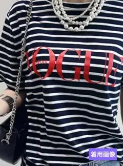 NANING9 VOGUE ボーダー 半袖Tシャツのサムネイル