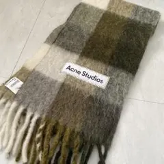 Acne Studios モヘアチェックマフラー スカーフ　　ブラウンのサムネイル
