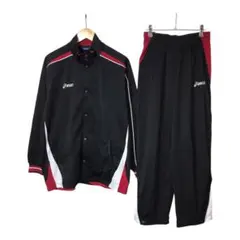 アシックス　ジャージ　上下セットアップ　フルスナップ　刺繍　スポーツウェア　M