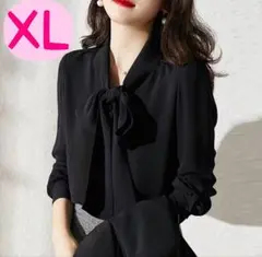 フォーマル ブラウス 卒業式 入学式 シフォン ボウタイ 黒XL オフィス 春