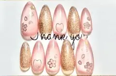 【接着テープ付き】春ネイル　桜ネイル　ピンクマグネットネイル