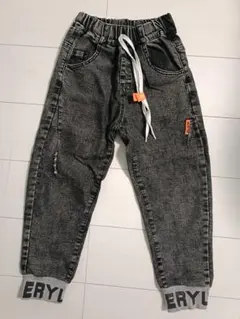 グレー ロングパンツ ウエストゴム