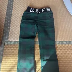 緑のチェック柄キッズパンツ U.S.F.S