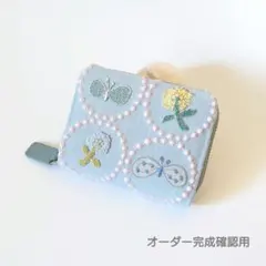 B6】刺繍15 グレー タンバリン マルチケース 手帳カバー ミナ