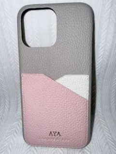 BONAVENTURA 手帳型ケース グレー ピンク 上質なレザーの手帳型 iPhone / スマホケース（ダイアリーケース