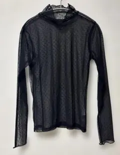 ドット　チュールインナー　トップス　シアートップス　M