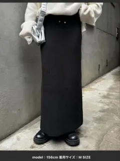 【-3キロ見え/WEB限定】リブニットスカート ブラックM size