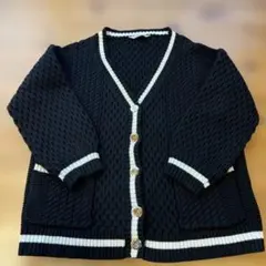 296.TORRAZZO DONNA ブラックニットカーディガン フリーサイズ