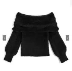 grlシャギーオフショルダーニットトップス[pm641]ブラック