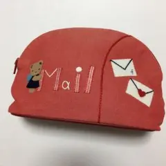 ファミリア ポーチ　クマ　美品　赤　ペンケース　マチあり　デニム　メイクポーチ