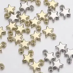 星チャーム 50個セット　シルバー25個＋ゴールド25個　ミニサイズ