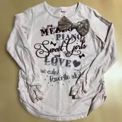 平成レトロ　mezzo pianoピンク ロンT BIGリボン　140㎝