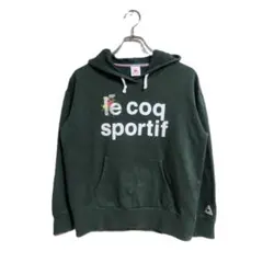 le coq sportif パーカー M グリーン ロゴ 刺繍スウェット 秋冬のサムネイル