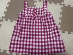 ムージョンジョン ピンク・白チェック柄ノースリーブ120