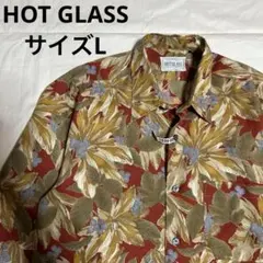 柄シャツ　ボタニカル　レッド　総柄　フローラルプリント 長袖シャツ　日本製