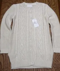 ViS アイボリー ケーブルコットンニット カーディガン M