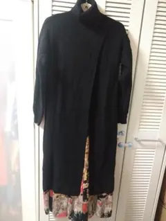 未着用☆タートルネック変形デザインニットロングワンピース♪