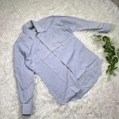 ワイシャツ　シンプル　ブルー　紳士　カジュアル　オフィス　長袖　Yシャツ