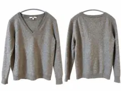 UNIQLO カシミヤ100% Vネックニット グレー M