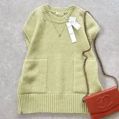 未使用 ギャルリーヴィ 23AW ファインウール クルーネックベスト グリーン