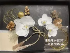 白胡蝶蘭×ゴールド水引×ドライフラワー髪飾り 成人式 卒業式 結婚式 前撮りのサムネイル