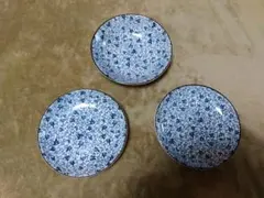 美濃焼　藍色模様のお皿3点まとめ売り