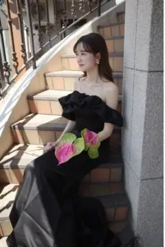 DRESS PRODUCTIONオフショルダーソフトマーメイドドレスW268BK