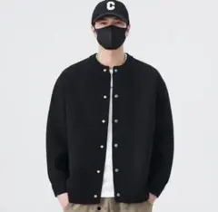 刺繍デザイン ブラック カーディガン Lサイズ