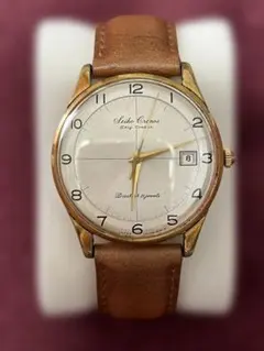 Seiko Cronos Self Datar 手巻き時計 ゴールド/ブラウン