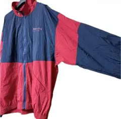 ビッグシルエット ナイロンジャケット 赤紺 切替 90s 古着 身幅68