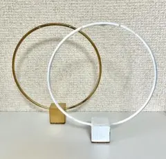 2点セット／金属製 アクセサリースタンド 円形 ゴールド ホワイト 白 おしゃれ