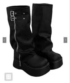 【GRL】ダブルベルトジップカバー厚底ロングブーツ[zr1412]