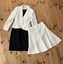 kroneフォーマル　ワンピーススーツ3点セット　オフホワイト　ネイビー　9号