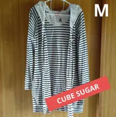 【CUBE SUGAR/キューブシュガー】綿麻薄手パーカー/カットソー/長袖/Mのサムネイル