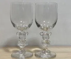 ミッキー ＆ミニー デザイン ワイングラス 2個セット