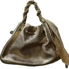 レア　ケイトスペード　ゴールド　ミニハンドバッグ　巾着　レザー