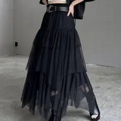 ページボーイ チュールフリルロングスカート ペチコート　ロングスカート　チュールのサムネイル