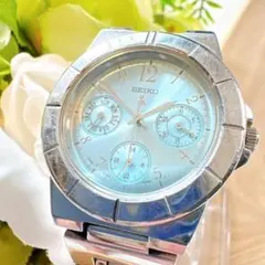 電池交換済み稼動品SEIKOルキアレディース腕時計5Y89-0B30ライトブルー