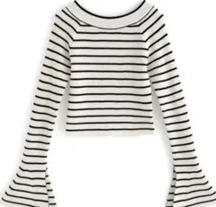 GRL 2Wayボーダー柄フレアスリーブニットトップス[k9284d]