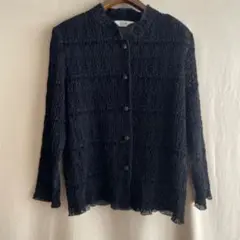 P00400 ラ.マニエール　日本製　シアー　ヴィンテージ　花柄　シャツ　ベロア