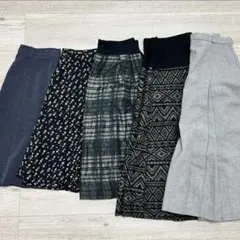 オフィスカジュアル　スカート　5点　まとめ売り　通年　フレアスカート　グレー　黒