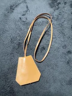 美品 HERMES クロシェット ネックレス グレー キーリング レザー □C