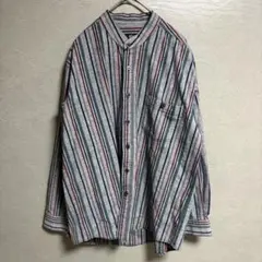 笹倉玄照堂 藍染め ストライプ バンドカラーシャツ L - メルカリ