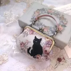 便利！黒猫ちゃんがま口チャームポーチ2　無料ラッピング【母の日にも♪】