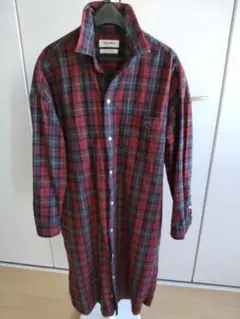 Gymple チェック柄 ロングシャツワンピース