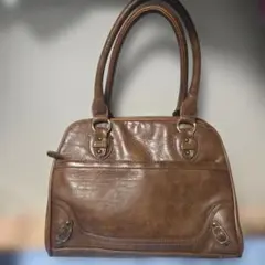 ブラウン ハンドバッグ ジッパーポケット付き