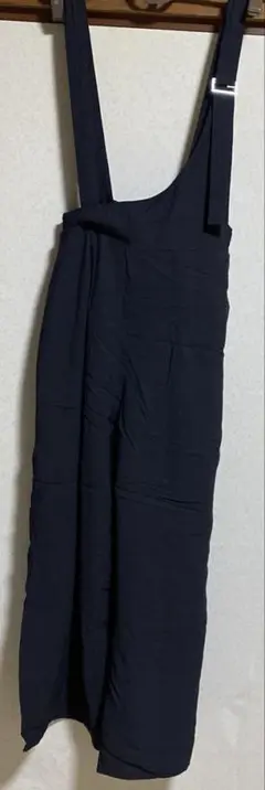 レトロガール アシンメトリーワイドパンツサロペットブラックsize M