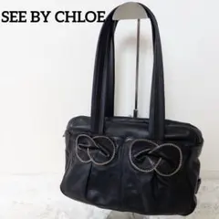 SEE BY CHLOE レザー トートバッグ リボン ブラック 黒のサムネイル