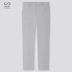 美品ユニクロ　EZYアンクルパンツ（チェック・2WAYストレッチ）M グレー系