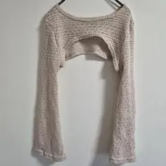 SHEIN シーイン 透かし編み クロップドボレロ ニット【XS】ベージュ 重ね